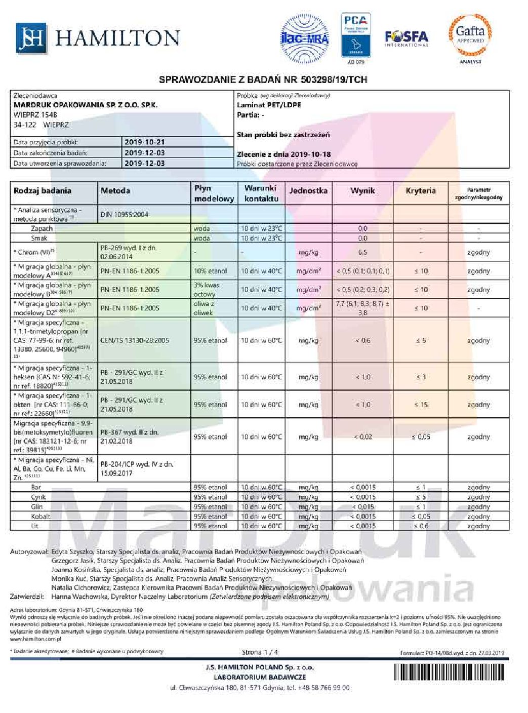 Folia PET transparent z nadrukiem + Folia LDPE